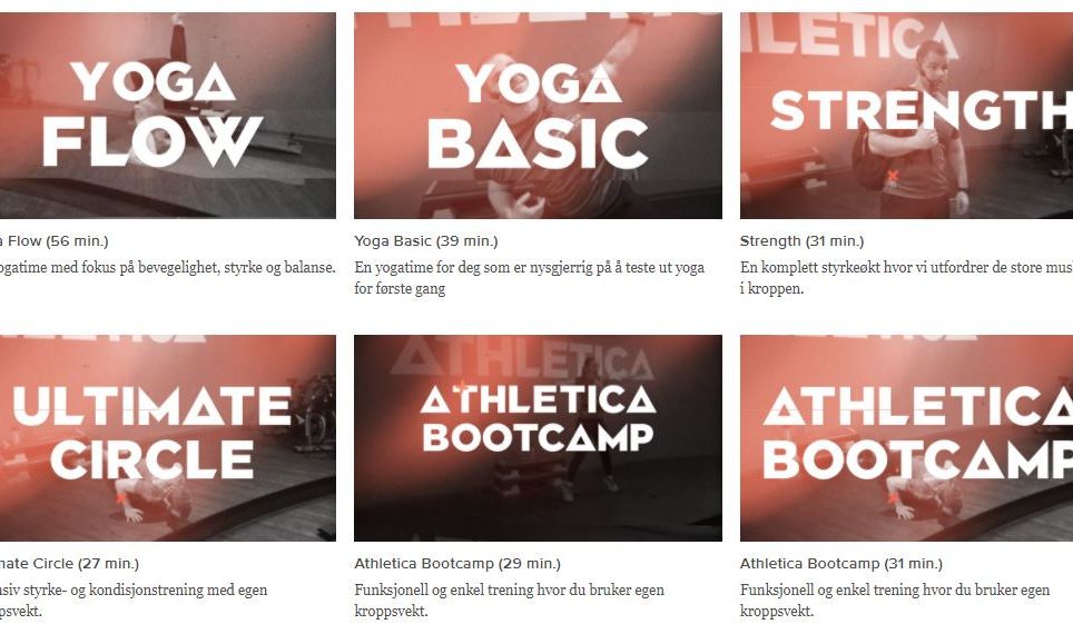 Et utklipp av diverse online timer SiO Athletica har.