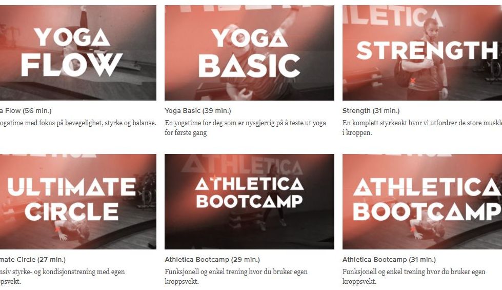 Bilde av utvalgte gruppetimer som SiO Athletica har som online timer.